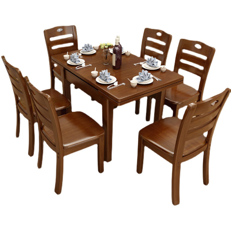 Modern Style Solid Wood Furniture 5/7 Pcs Rectangle Dinette Table with Armless Chair