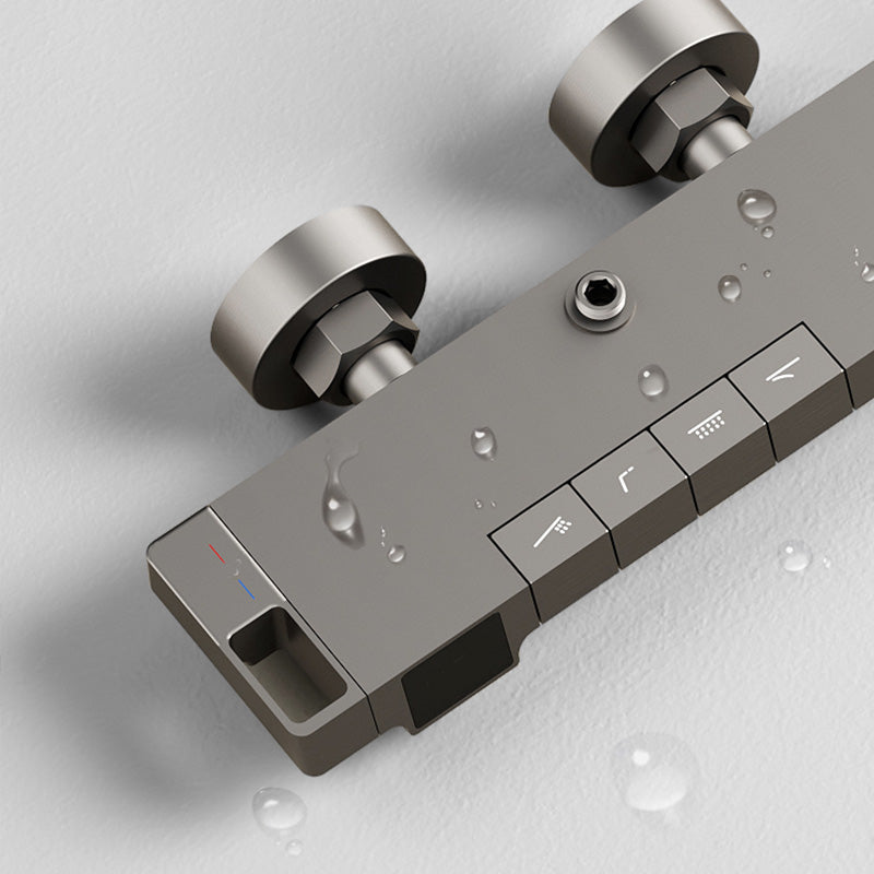 Modern Shower Head Combo Solid Color Slide Bar Included Tub and Shower Faucet