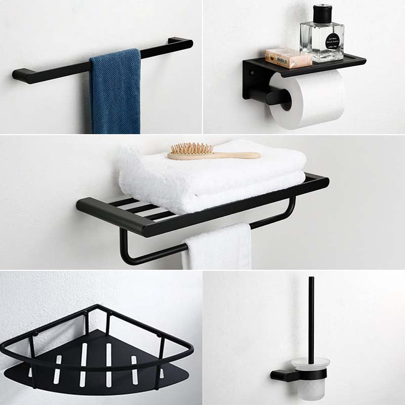 Contemporary Bathroom Accessory As Individual Or As a Set in Black Metal