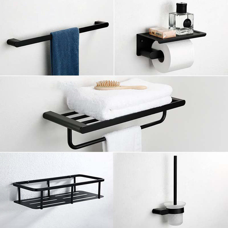 Contemporary Bathroom Accessory As Individual Or As a Set in Black Metal