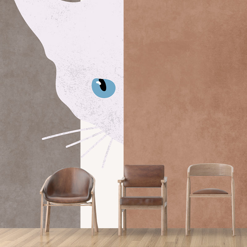 Decorative Mural Wallpaper Cat Illustration Indoor Wall Mural