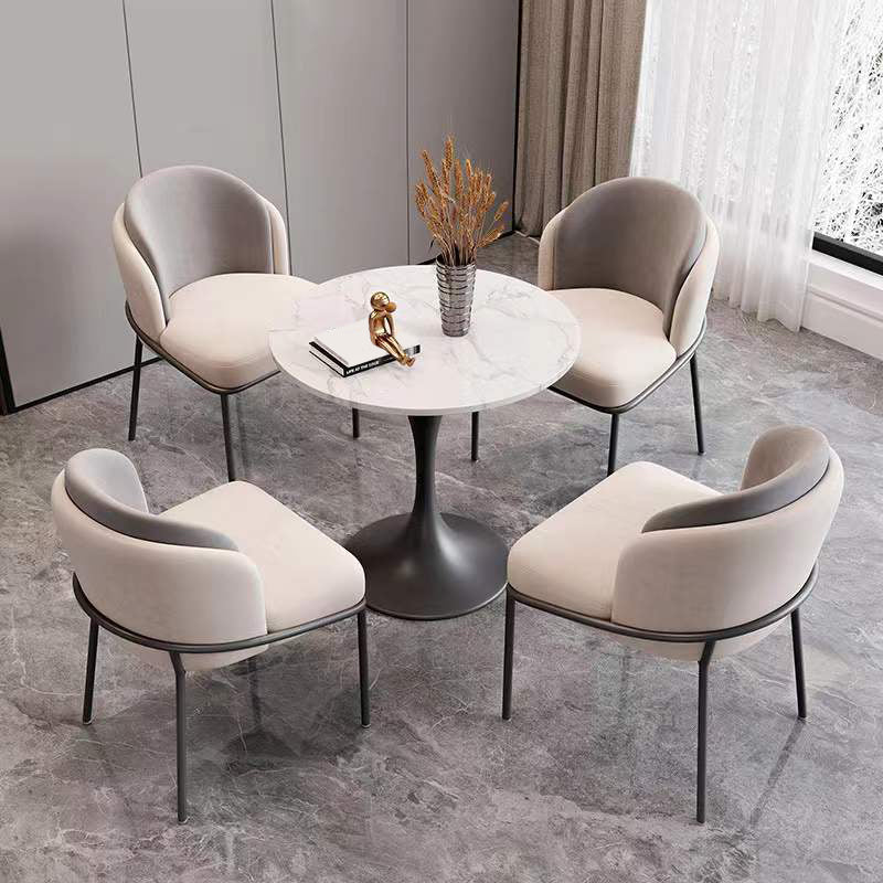 Round Dining Table Set with Padded Chairs 1/2/3/4/5 Pcs Dining Set for Home
