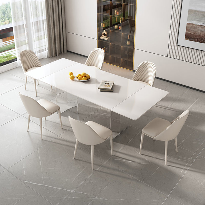 White Dining Table Set 1/4/5/7 Pieces with Acrylic Base Kitchen Furniture Set