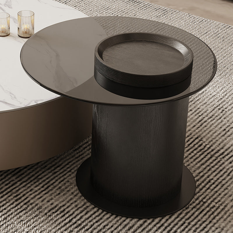 Round White Coffee Table Slate Coffee Table with Storage Drawers