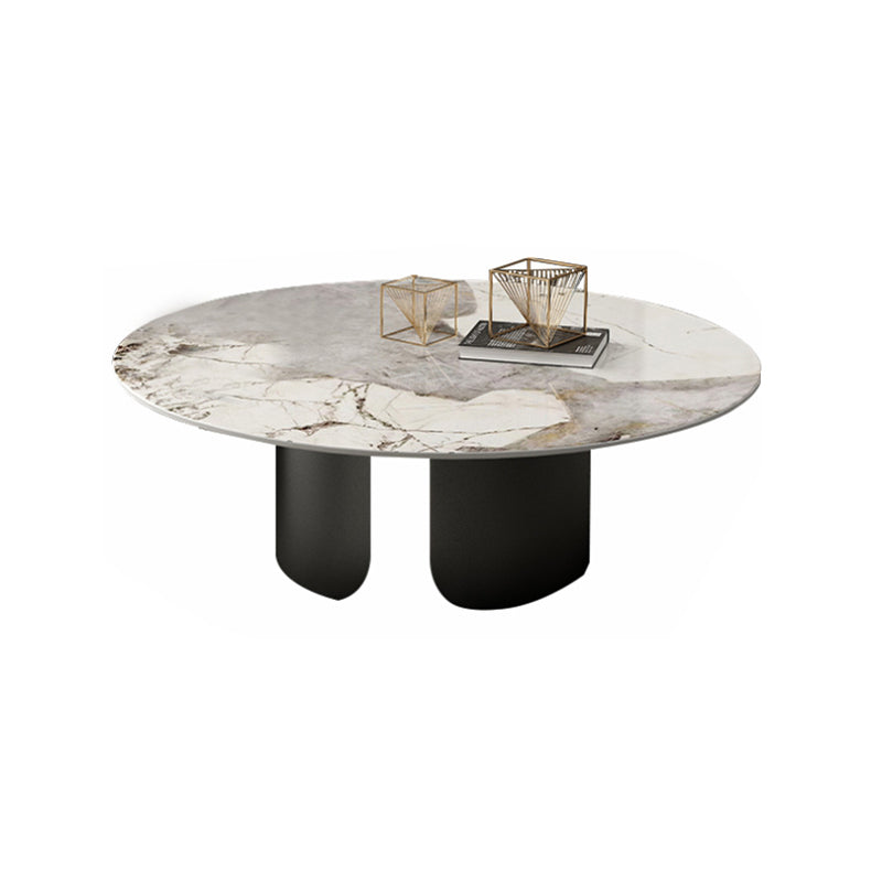 Round Coffee Table 3 Legs Slate Coffee Table Set with Metal Legs
