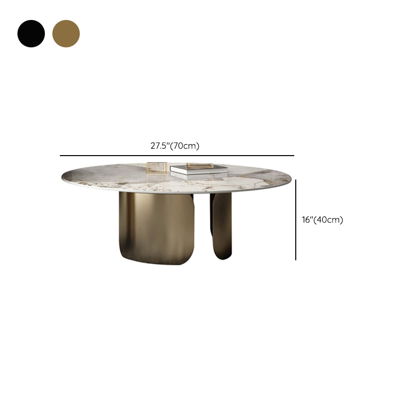Round Coffee Table 3 Legs Slate Coffee Table Set with Metal Legs