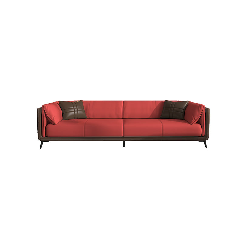 Genuine Leather Sofa Stationary Square Arm Seating for Living Room