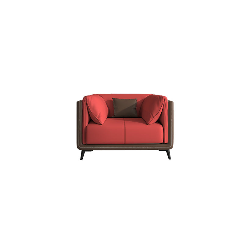 Genuine Leather Sofa Stationary Square Arm Seating for Living Room