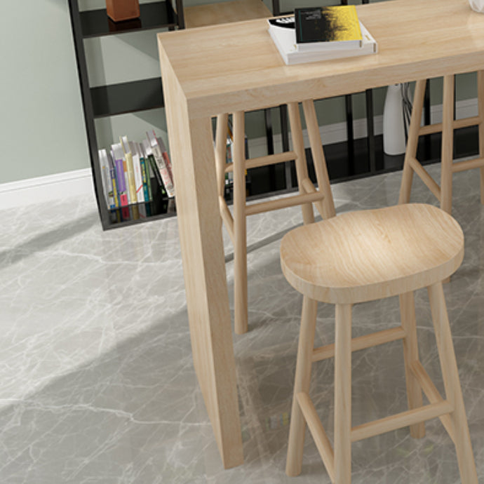 Modern Rectangle Bar Table Set 1/7 Pcs Solid Wood Bar Table and Backless Stools