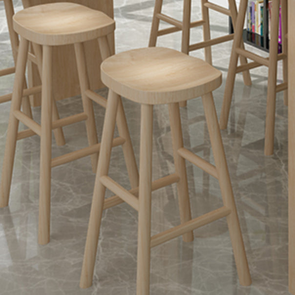 Modern Rectangle Bar Table Set 1/7 Pcs Solid Wood Bar Table and Backless Stools