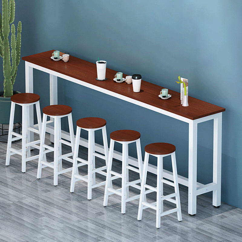 Modern Artificial Wood Bar Table Rectangle Table Metal Base for Cafe
