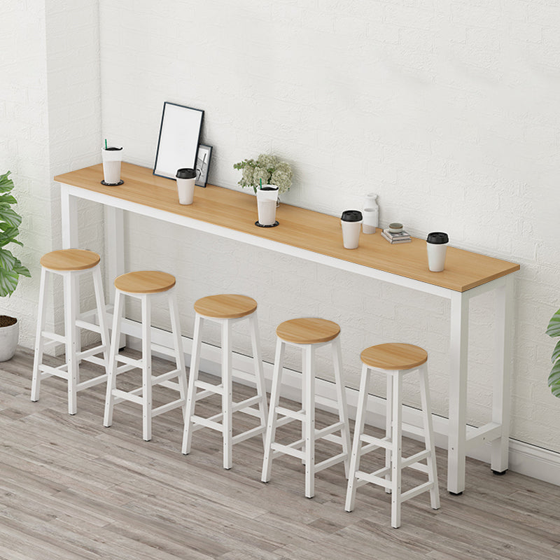 Modern Artificial Wood Bar Table Rectangle Table Metal Base for Cafe