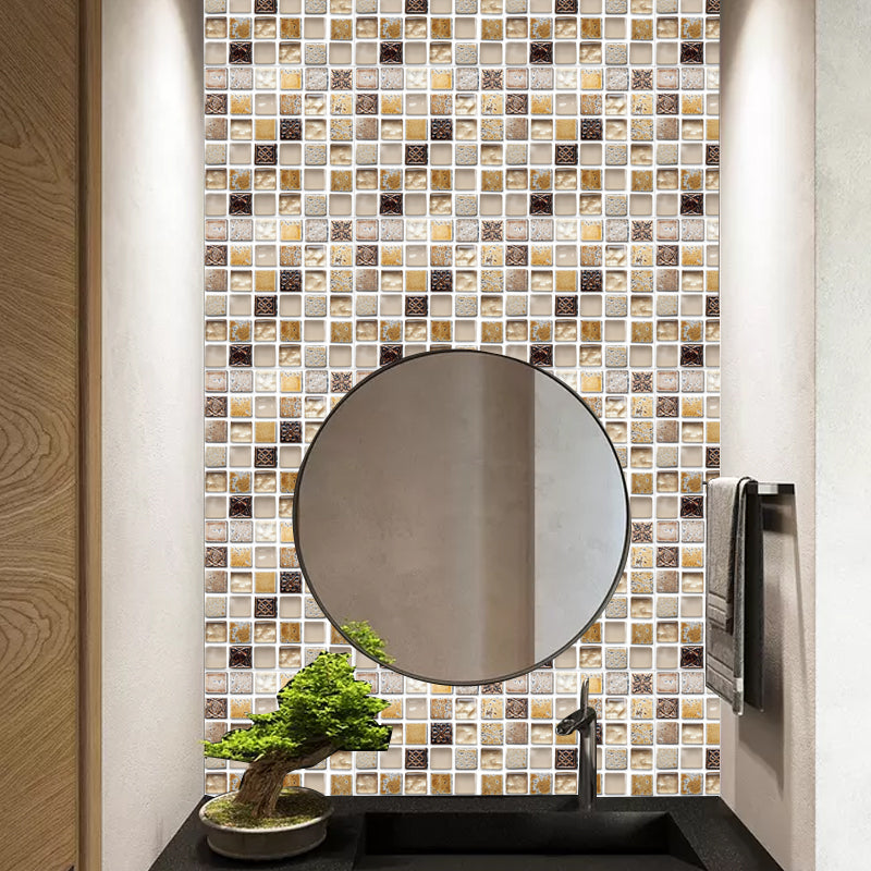 Plastic Peel & Stick Mosaic Tile Mosaic Tile Wallpaper with Square Shape