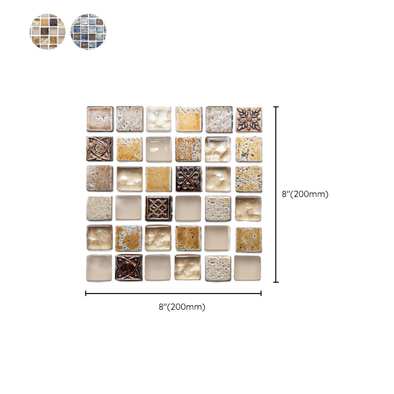 Plastic Peel & Stick Mosaic Tile Mosaic Tile Wallpaper with Square Shape