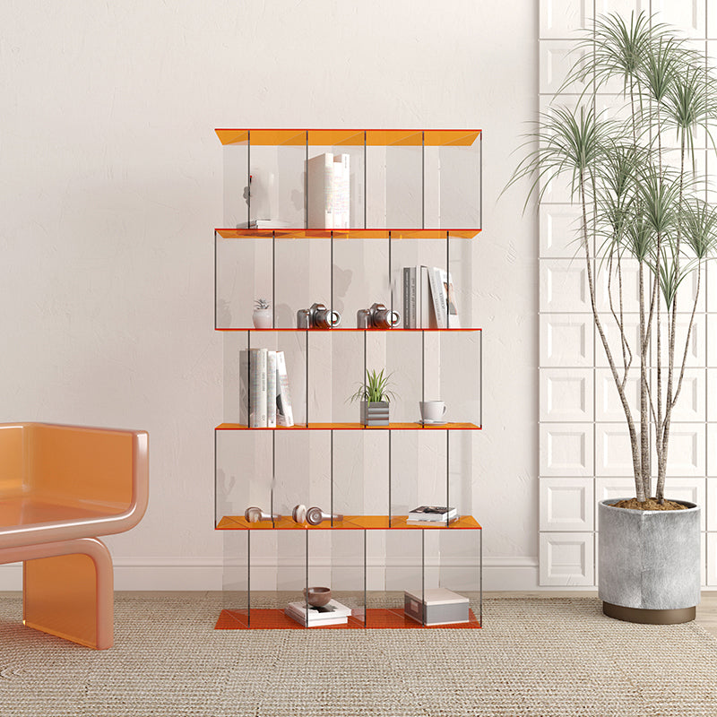 Contemporary Open Back Vertical Bookcase Acrylic Bookshelf with Shelves