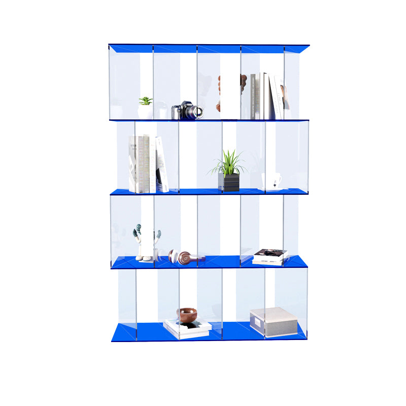 Contemporary Open Back Vertical Bookcase Acrylic Bookshelf with Shelves