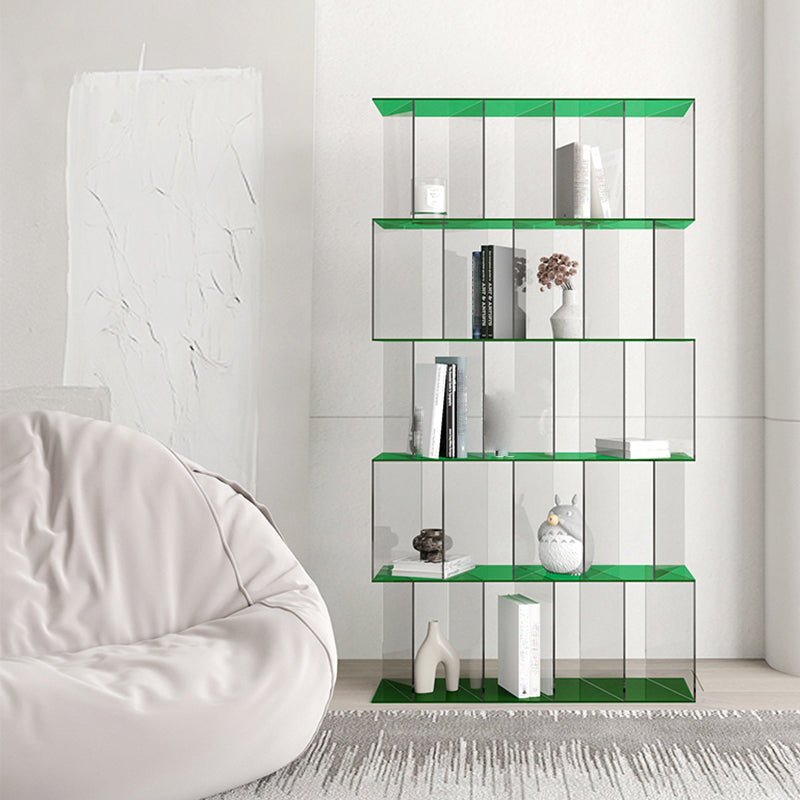 Contemporary Open Back Vertical Bookcase Acrylic Bookshelf with Shelves