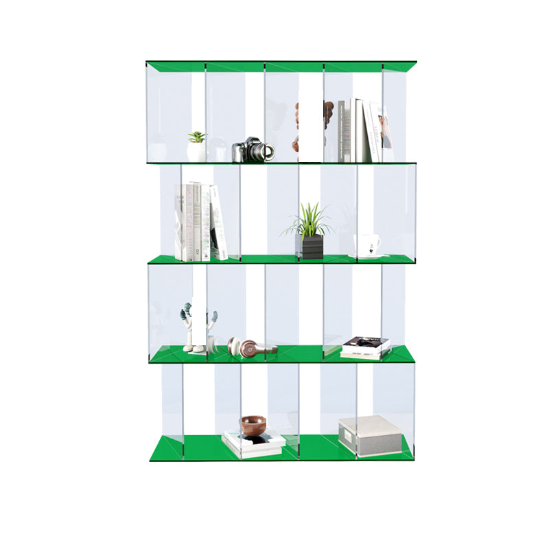 Contemporary Open Back Vertical Bookcase Acrylic Bookshelf with Shelves