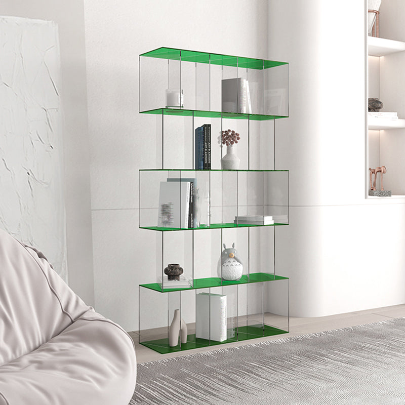 Contemporary Open Back Vertical Bookcase Acrylic Bookshelf with Shelves