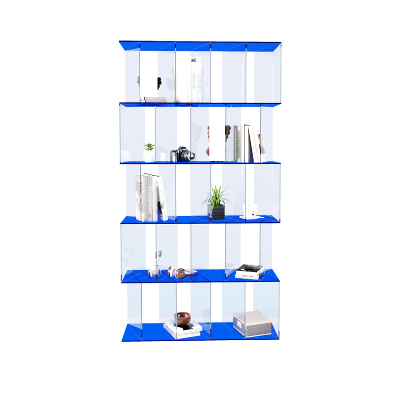 Contemporary Open Back Vertical Bookcase Acrylic Bookshelf with Shelves