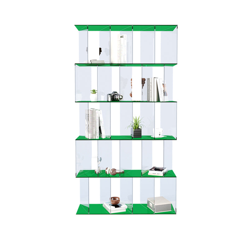 Contemporary Open Back Vertical Bookcase Acrylic Bookshelf with Shelves