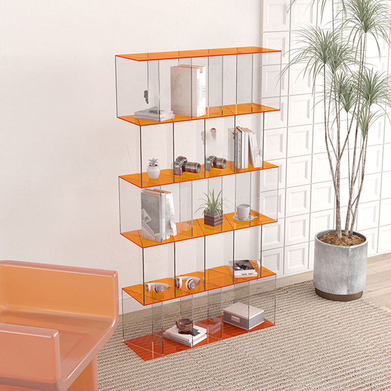 Contemporary Open Back Vertical Bookcase Acrylic Bookshelf with Shelves
