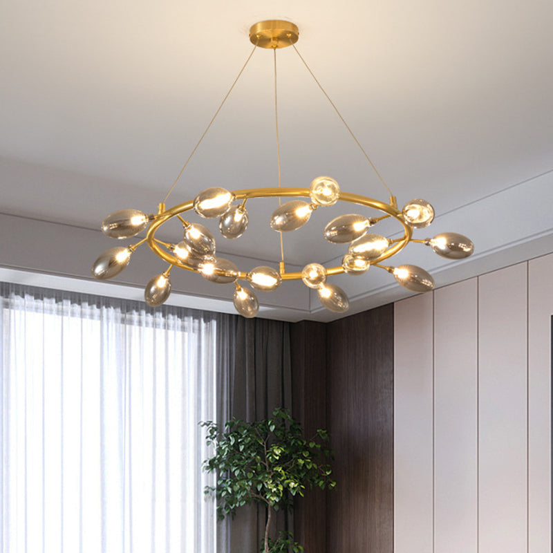 Metal Garland Chandelier Light Fixture Post Modern 20 Bulbs Gold LED Ceiling Pendant Lamp