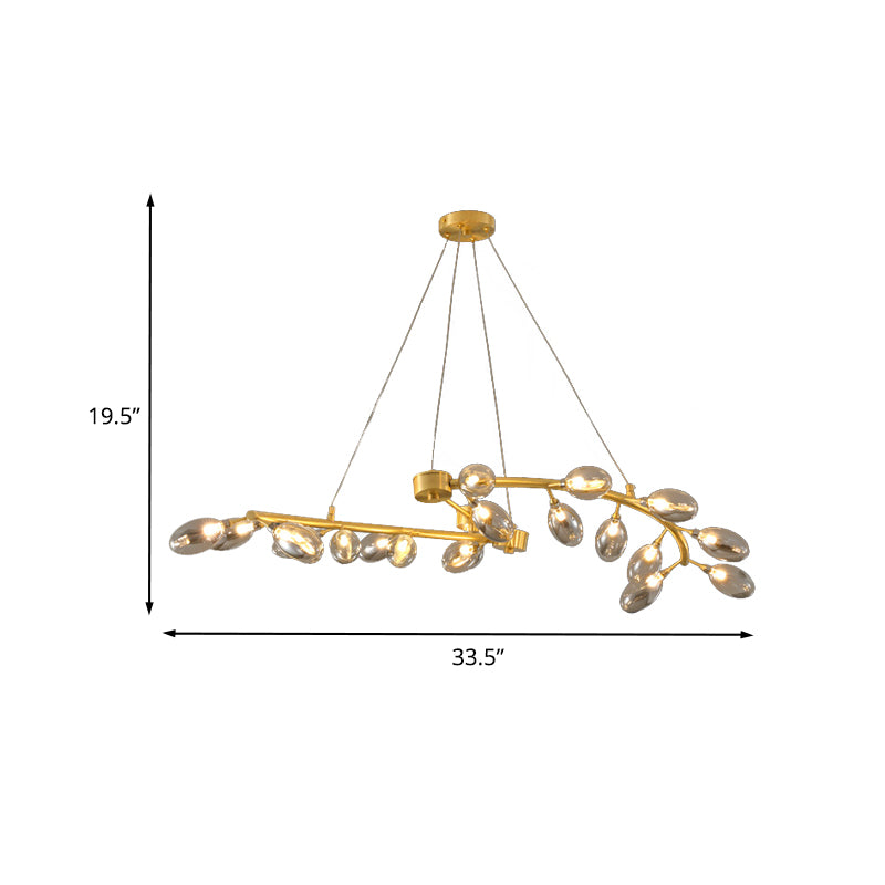 Forme de raisin Métallique Poulier suspendu post-moderne Finition d'or de 20 têtes