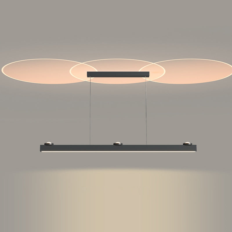 Linear Shape Metal Island Chandelier Modern Style 4 Lights Island Ceiling Light