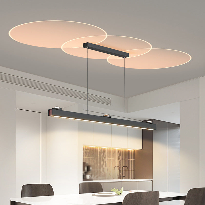 Linear Shape Metal Island Chandelier Modern Style 4 Lights Island Ceiling Light
