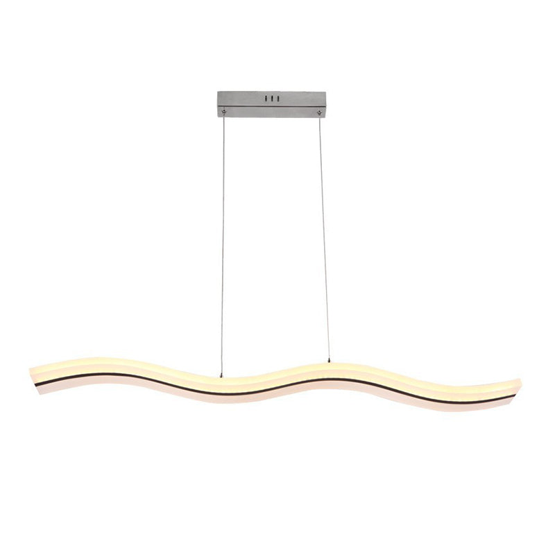 Linear Shape Metal Island Chandelier Modern 1 Light Island Ceiling Light in Black