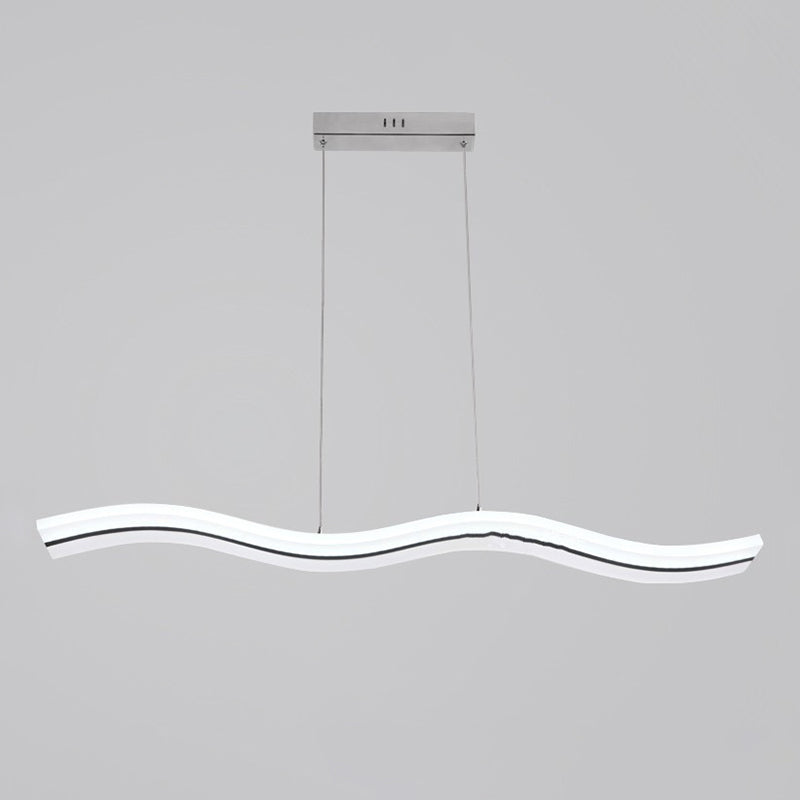 Linear Shape Metal Island Chandelier Modern 1 Light Island Ceiling Light in Black