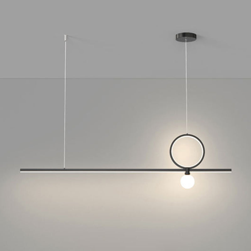 Linear Shape Metal Island Chandelier Modern Style 3 Lights Island Ceiling Light