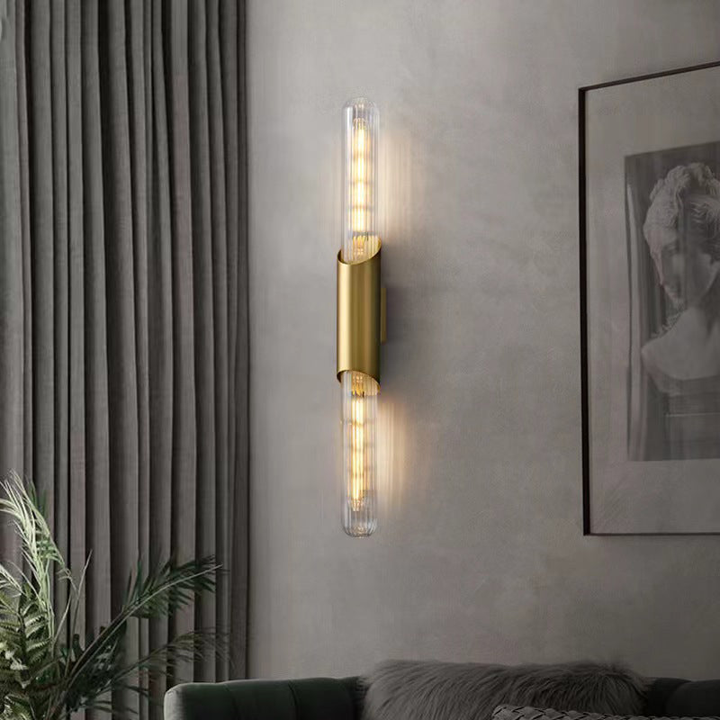 Linear Shape Metal Vanity Sconce Light Modern Style 2-Lights Vanity Mirror Lights in Gold