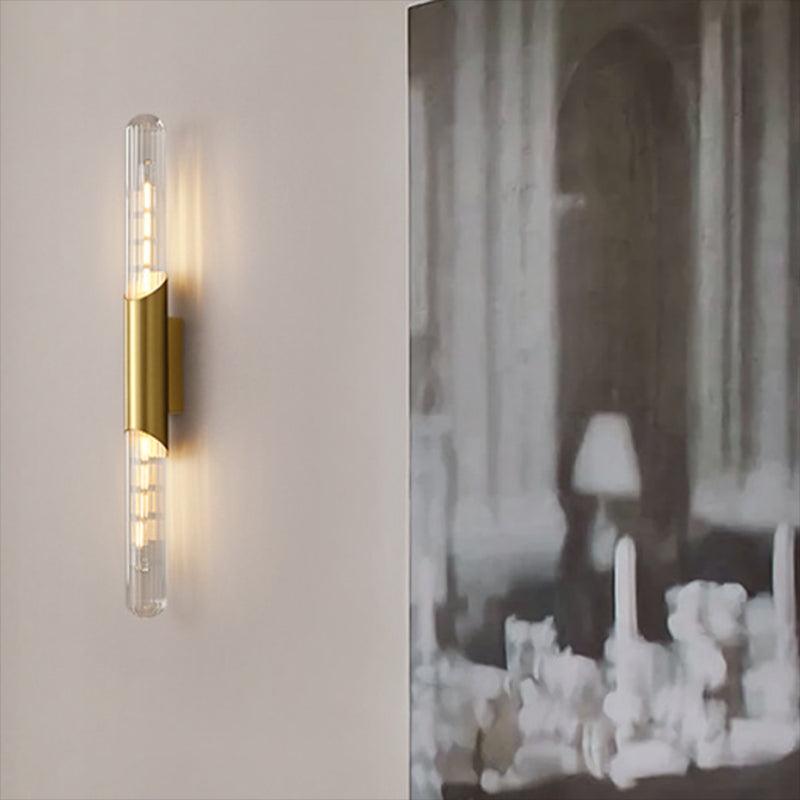 Linear Shape Metal Vanity Sconce Light Modern Style 2-Lights Vanity Mirror Lights in Gold