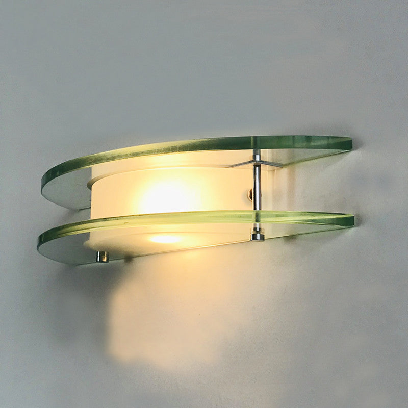 Designer Dual Arc Shape Sconce Light Glass Glass 1-Light Bedside Placable Mur Mount Mount