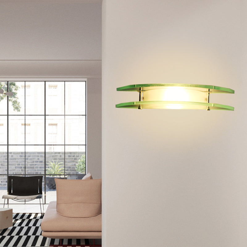 Designer Dual Arc Shape Sconce Light Glass Glass 1-Light Bedside Placable Mur Mount Mount