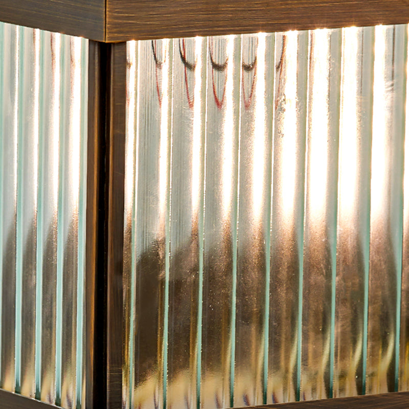 Rectangular Shape Metal Solar Pillar Lamp Modern Style 1 Light Outdoor Light in Bronze