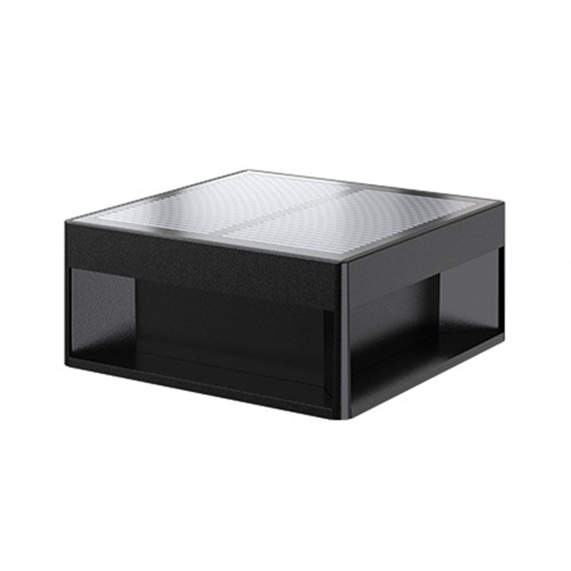 Rectangular Shape Metal Outdoor Lights Modern Style 1-Light Solar Pillar Lamp in Black