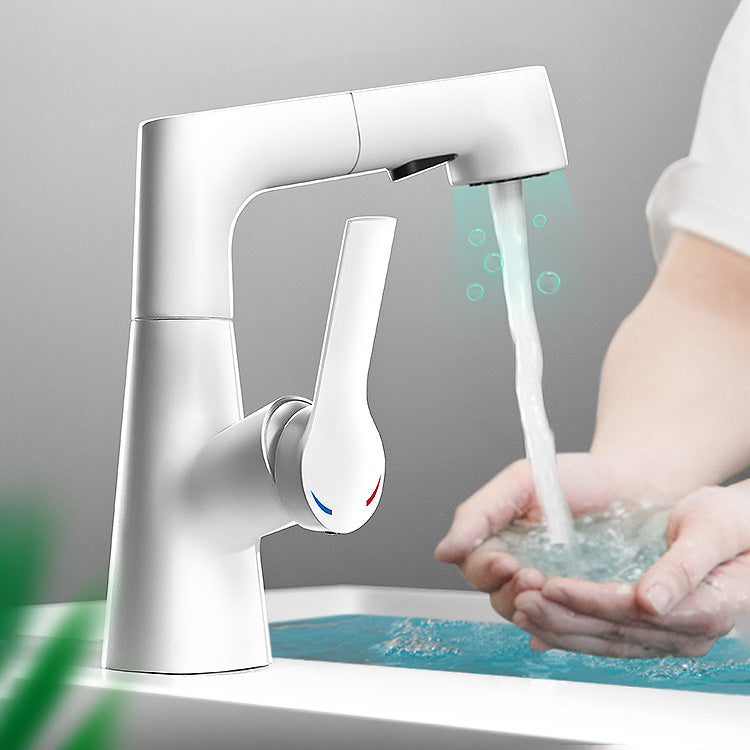 Modern Vessel Sink Faucet Lever Handle Pull-out Bathroom Faucet