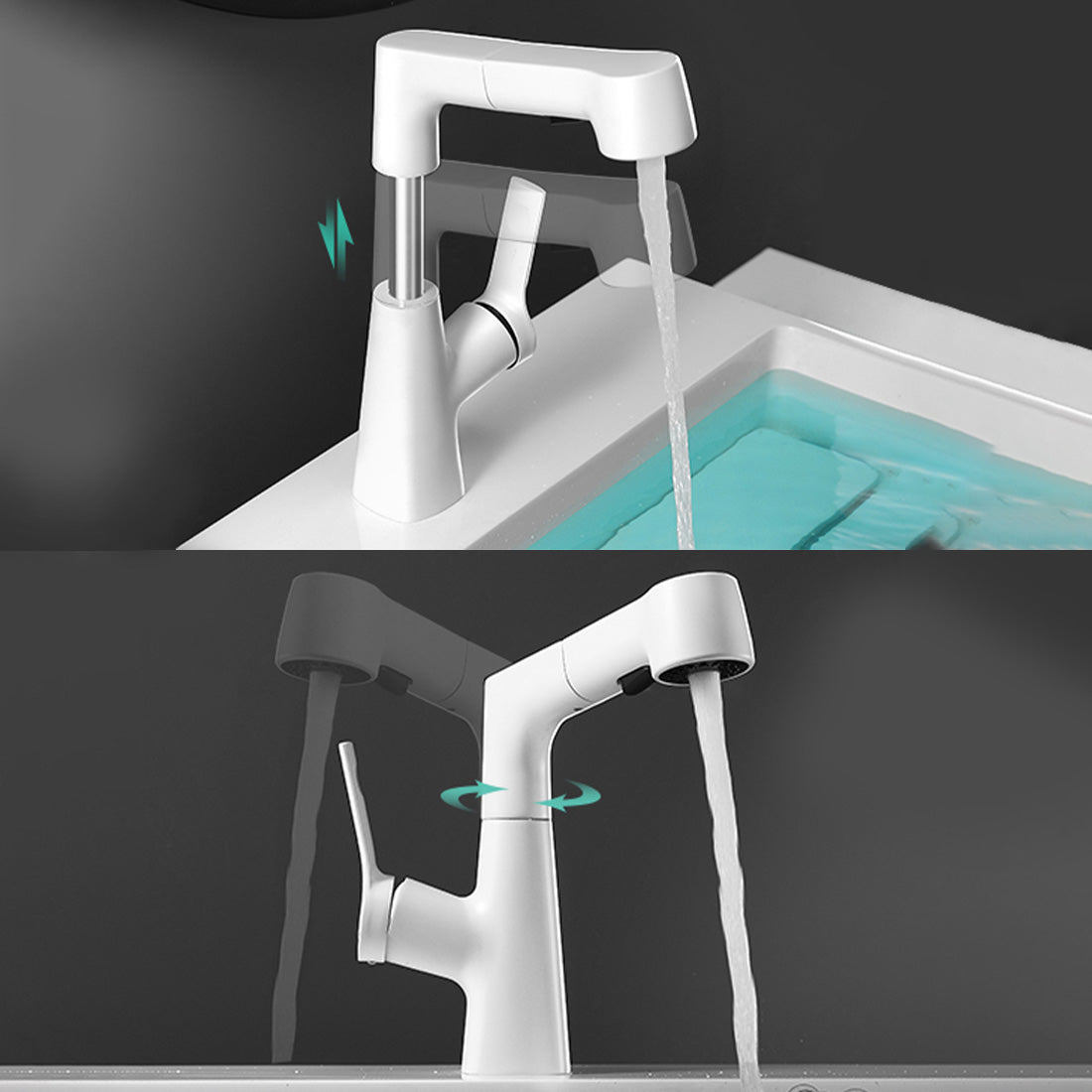 Modern Vessel Sink Faucet Lever Handle Pull-out Bathroom Faucet