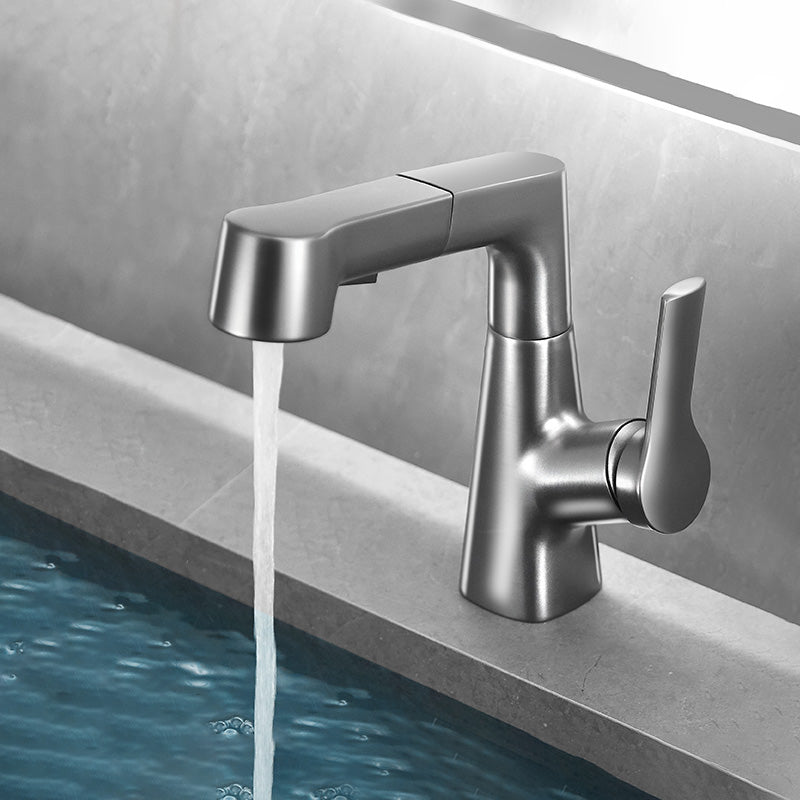 Modern Vessel Sink Faucet Lever Handle Pull-out Bathroom Faucet