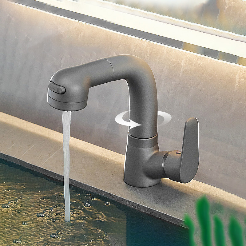 Modern Vessel Sink Faucet Lever Handle Pull-out Bathroom Faucet