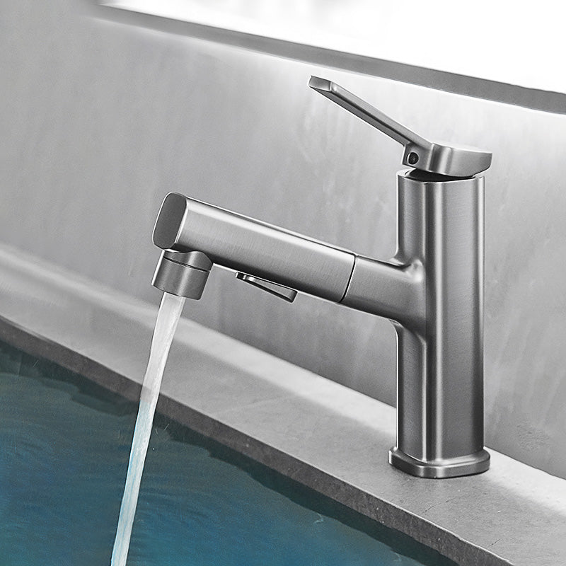 Modern Vessel Sink Faucet Lever Handle Pull-out Bathroom Faucet