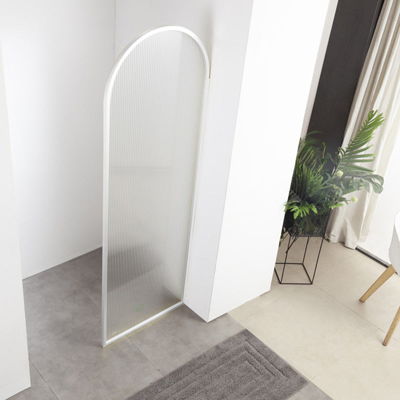 White Shower Door Frame Single Fixed Frosted Tempered Shower Bath Door