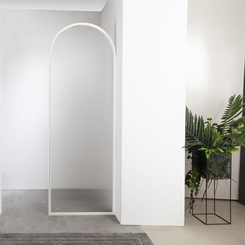 White Shower Door Frame Single Fixed Frosted Tempered Shower Bath Door