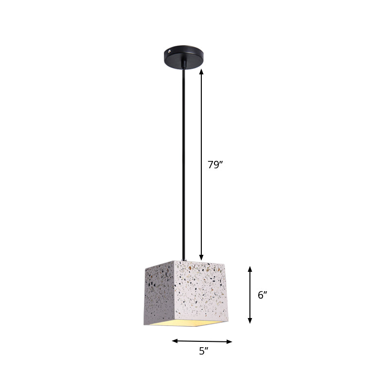 Éclairage pendentif en cube blanc moderne Nordic 1 Light Terrazzo Plafond lampe pour restaurant