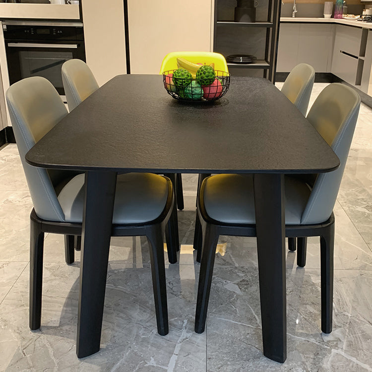 Modern Dining Table for Kitchen Black Dinette Table with Wooden Legs