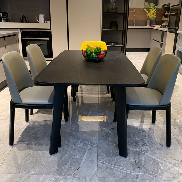 Modern Dining Table for Kitchen Black Dinette Table with Wooden Legs