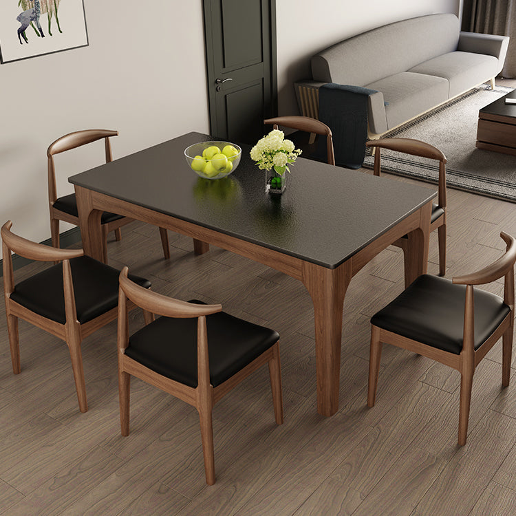 Contemporary Kitchen Rectangle Dinner Table 4 Legs Dining Table